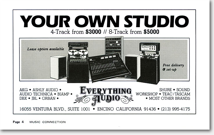 'Your Own Studio.' Today, it is hard to realize how powerful this headline was in 1978. Magazines like 'Music Connection' in Hollywood had spring up but sellers of pro audio gear typically wanted little to do with the amateurs that read them. My client, the brave Everything Audio, agreed to advertise to that market and I prepared these ads... https://www.ericwrobbel.com/art/eathirdsmore.htm