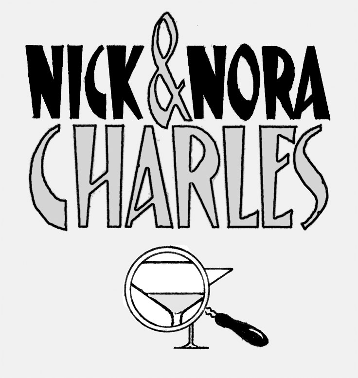 'Nick & Nora Charles' logo for stationery hand-drawn and used as a gag by artist Eric Wrobbel for correspondence in the early '80s. More 'Fake Stationery' here: https://www.ericwrobbel.com/art/fakestationery.htm