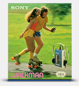 The first Sony Walkman, the TPS-L2 in 1979, was sold in this box known as the 'skate box.' A couple of earlier boxes were also used. See all at 'The Sony Walkman' at the web's largest private collection of antiques & collectibles: https://www.ericwrobbel.com/collections/sony-walkman.htm