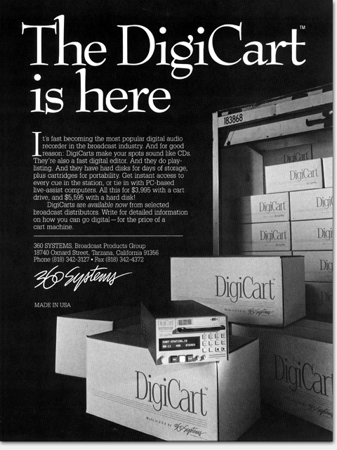 360 Systems DigiCart introductory ad, c.1990. This ad announced a product not yet ready to ship. Repeated delays were making buyers skeptical that the DigiCart would ever ship. How better to combat the skepticism than to show a bunch of DigiCarts leaving the factory on a truck? This was possible because of the convenient fact that the shipping boxes were ready even if the product wasn't. The boxes are empty; the product shown, a prototype. https://www.ericwrobbel.com/art/360digicartishere.htm