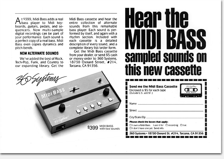 Original Midi Bass, 360 Systems, 1985. The Midi Bass is perhaps best known for that distinctive bass sound heard as musical intros and outros on the television show 'Seinfeld.' The other Midi Bass and more vintage gear: https://www.ericwrobbel.com/art/360halves2.htm