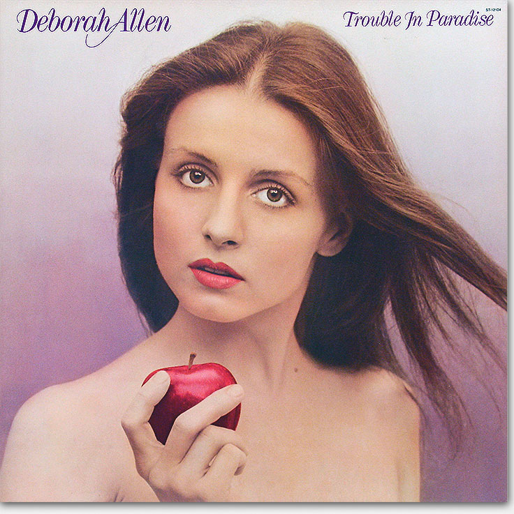 Deborah Allen 'Trouble In Paradise,' 1980 (Capitol ST-12104). Album cover, front and back, from the art director's website: https://www.ericwrobbel.com/art/deborahallen.htm