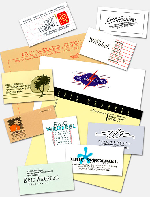 Business cards, letterhead, and billheads used over the years by Eric Wrobbel Design, photography, advertising, graphic and fine art. https://www.ericwrobbel.com/art/