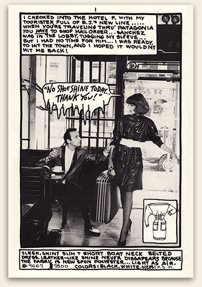 'No shoeshine today...thank you!' Page from an early Betsey Johnson catalog, around 1982. From 'Collecting Design' at the web's largest private collection of antiques & collectibles: https://www.ericwrobbel.com/collections/collecting-design-1.htm