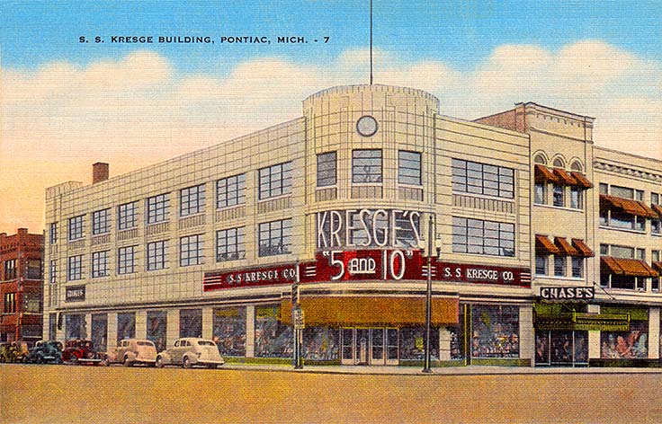 This hideous building was once a showplace location of Kresge's 5 and 10 Cent store in Pontiac, Michigan. See it in its original splendor at 'Collecting the Awful' at the web's largest private collection of antiques & collectibles: https://www.ericwrobbel.com/collections/collecting-the-awful.htm