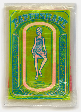 Vintage PaperShape paper dress, fire and water resistant. 'It's disposable. Shorten with scissors.' From Promo Dress Company, Beverly Hills, California. More vintage paper dresses at 'Disposable Panties and Other Gems' at the web's largest private collection of antiques & collectibles: https://www.ericwrobbel.com/collections/disposable-1.htm