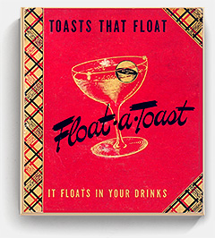 Vintage 'Float-A-Toast' offers 'toasts that float' in your drink. Each little plastic ball has a toast inscribed inside of it for you to read such as 'May you be in heaven half an hour before the devil knows you're dead' and 'Here's to the man who takes a wife. May he make no mistake / for it makes a lot of difference whose wife it is you take.' From 'Drinks, Anyone?' at the web's largest private collection of antiques & collectibles: https://www.ericwrobbel.com/collections/drinks-1.htm