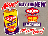 Now! Buy the new Ray-O-Vac King Size Leakproof Battery for extra value! This vintage original clear sticker was intended for a store window. Inscribed 'Goodstix' by the Goodren Prod. Corp. Englewood, N.J. From 'More Batteries' at the web's largest private collection of antiques & collectibles: https://www.ericwrobbel.com/collections