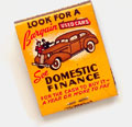 Domestic Finance Co. matchcover, c.1948. From 'Matches and Matchcovers' at the web's largest private collection of antiques & collectibles: https://www.ericwrobbel.com/collections