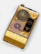Vintage Fi-Cord 101S, a nifty little 'spy' recorder from the cold war era using 2-inch reels. It has a built-in microphone and was made in Switzerland. You could also use other optional microphones with this recorder, including one that looks like a wristwatch. From 'Pocket and Portable Tape Recorders' at the web's largest private collection of antiques & collectibles: https://www.ericwrobbel.com/collections