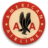 American Airlines luggage label from 'Luggage Labels & Airlines' at the web's largest private collection of antiques & collectibles: https://www.ericwrobbel.com/collections/labels.htm