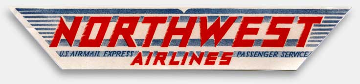 Northwest Airlines offers U.S. Airmail Express and Passenger Service. From 'Luggage Labels & Airlines' at the web's largest private collection of antiques & collectibles: https://www.ericwrobbel.com/collections/labels.htm