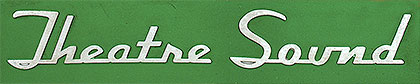 Collectible vintage lettering nameplates: 'Theatre Sound' is from some sound equipment by RCA and is of a typeface similar to that used by RCA on their color television cameras. A particularly beautiful piece of lettering! From 'Nameplates and Lettering' at the web's largest private collection of antiques & collectibles: https://www.ericwrobbel.com/collections/nameplates-lettering-1.htm