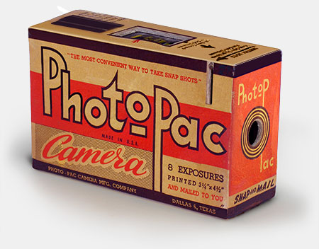 The single use camera isn't a '70s invention as I always thought. The Photo-Pac 'Snap and Mail' Camera is from 1949. It claims it is 'The Most Convenient Way To Take Snapshots.' Photo-Pac Camera Mfg. Company, Dallas 6, Texas. From 'Nothing New Under the Sun' at the web's largest private collection of antiques & collectibles: https://www.ericwrobbel.com/collections/nothing-new.htm