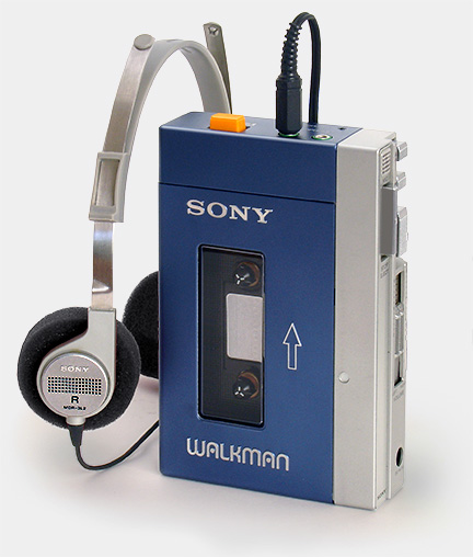 The first Sony Walkman, the TPS-L2 in 1979. The most important personal music device since the transistor radio, the Walkman was also the device that made it common to wear headphones in public. From 'The Sony Walkman' at the web's largest private collection of antiques & collectibles: https://www.ericwrobbel.com/collections/sony-walkman.htm