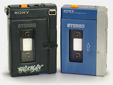 In 1979, in the earliest days of the Sony Walkman, a 'walking feet' logo was designed with the phrase 'Walking Stereo with Hotline.' It was used on some early vinyl cases and, as a sticker, on even fewer early Walkmans before a permanent re-design eliminated the quirky lettering with the 'feet.' From 'The Sony Walkman' at the web's largest private collection of antiques & collectibles: https://www.ericwrobbel.com/collections/sony-walkman.htm