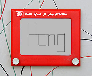 Etch A Sketch is a forerunner of video games. It is the device with which we first used a 'controller' to cause a change on a 'video' screen. It showed how compelling this concept was. How else could you explain the popularity of such a tedious toy, which was basically nothing more than a pencil and paper with a lot of added limitations? (Ohio Art, USA, 1960). From the web's largest private collection of antiques & collectibles: https://www.ericwrobbel.com/collections/video-games.htm